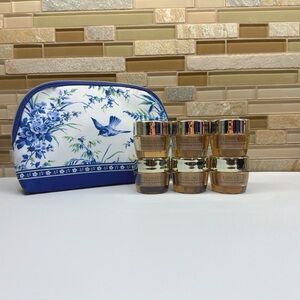 Estee Lauder Gold Skincare Collection with Blue Floral Bag